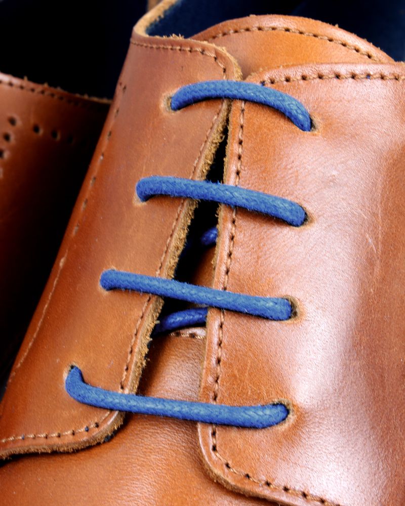 Round and waxed end laces, blueberry blue - 3