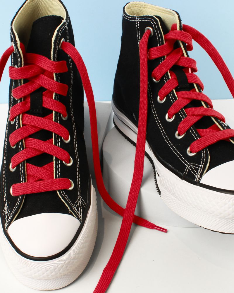 Flat and wide laces, strawberry red - 4