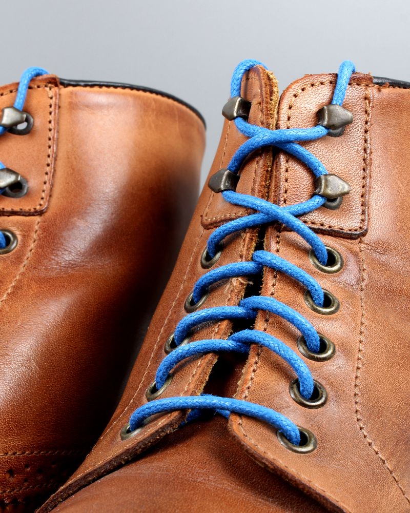 Round and waxed end laces, blueberry blue - 4