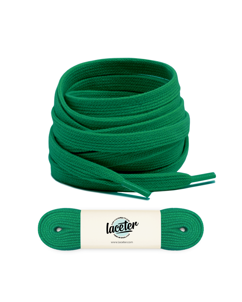 Flat and wide laces, Emerald green - 1