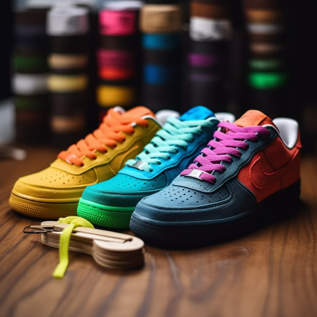 Preparing coloured shoelaces before bleaching