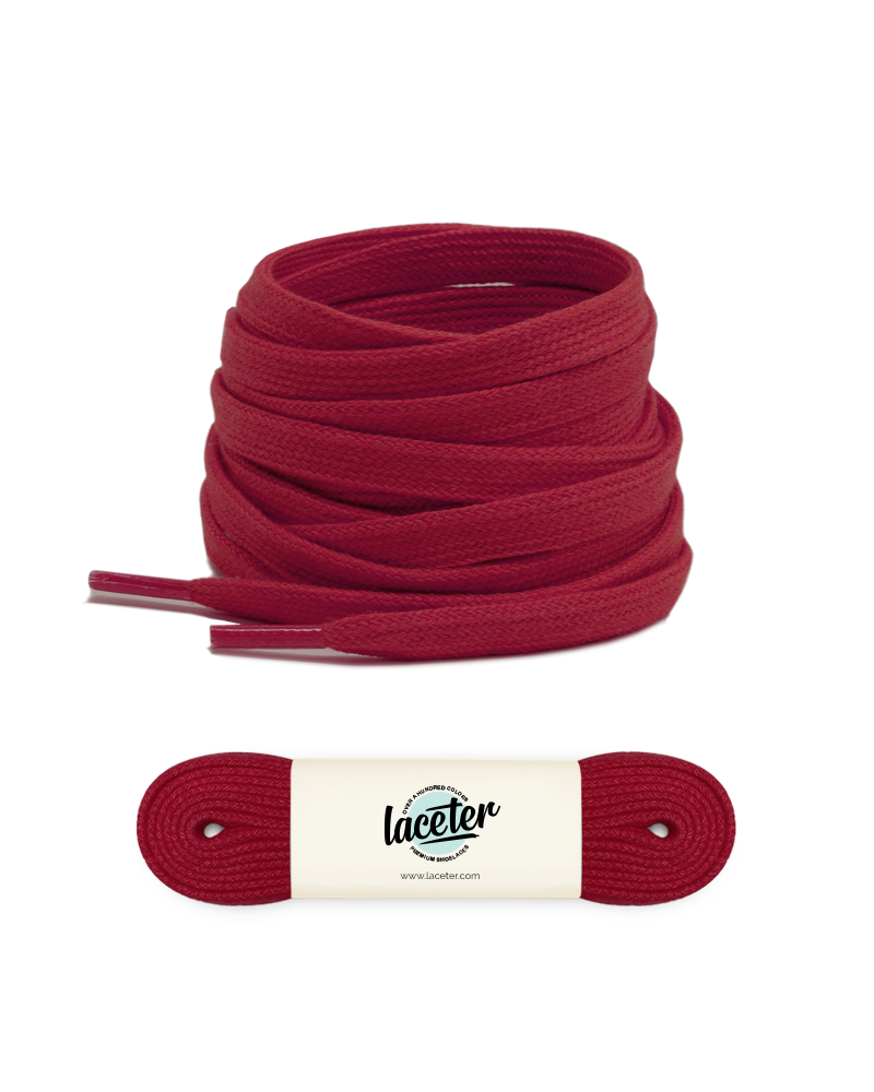 Flat and wide laces, grape red - 1