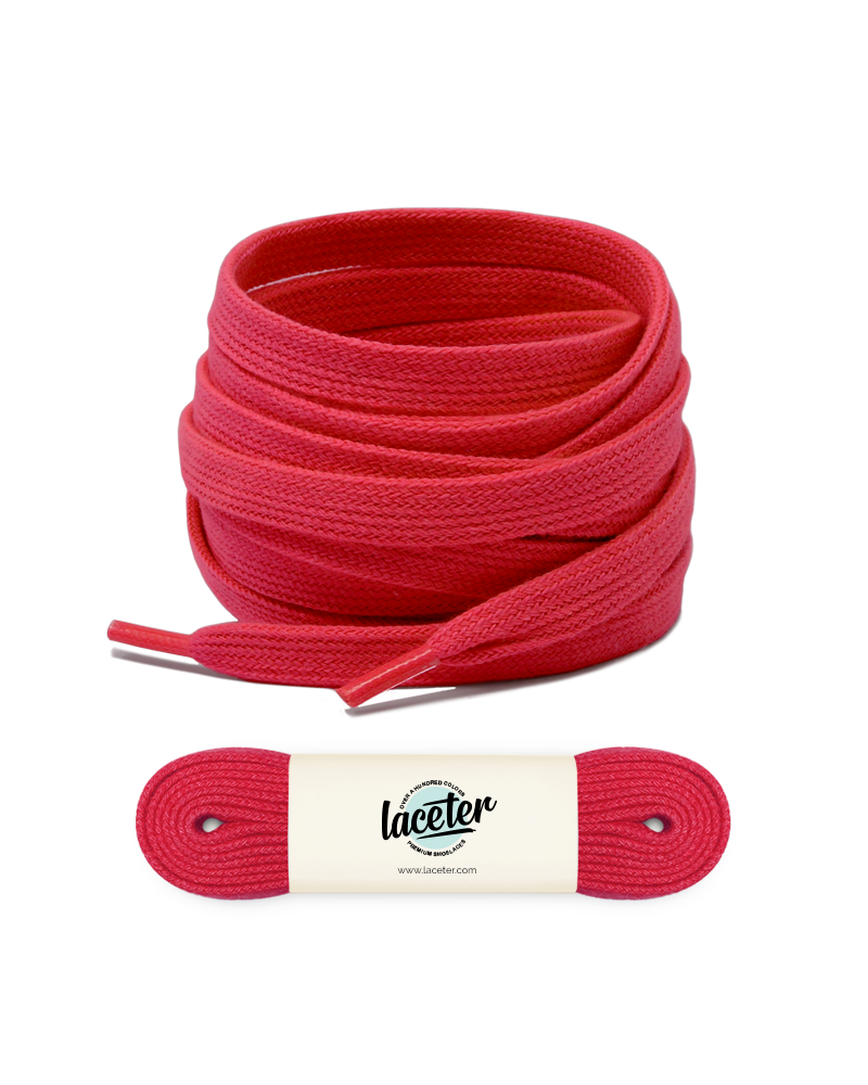 Flat and wide laces, strawberry red - 1